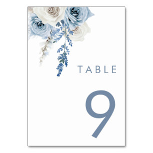 Numéro De Table Mariage blanc et bleu foncé moderne