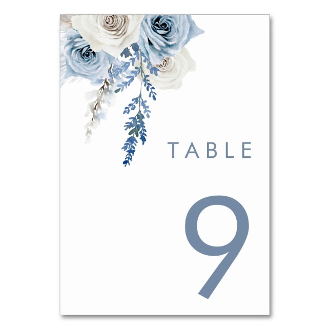Numéro De Table Mariage blanc et bleu foncé moderne (Par défaut)