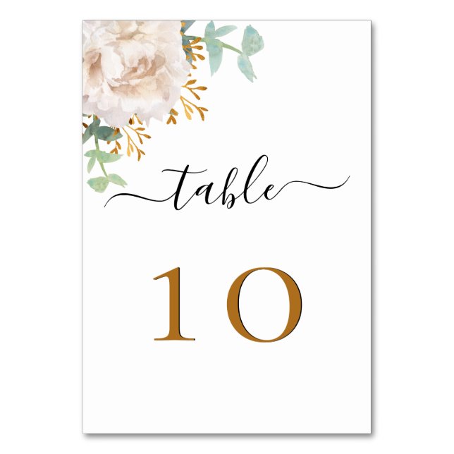 Numéro De Table Mariage blanc fleuri eucalyptus verdure (Par défaut)