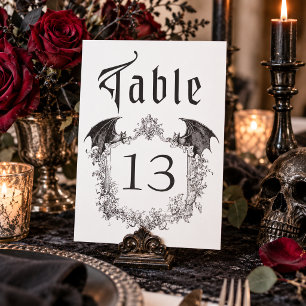 Numéro De Table Mariage blanc gothique vintage toile noire