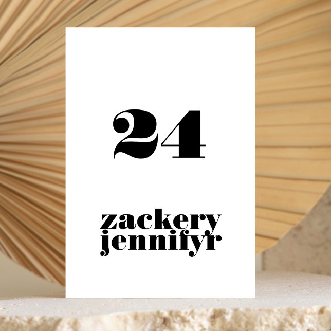 Numéro De Table Mariage blanc noir moderne (Créateur téléchargé)