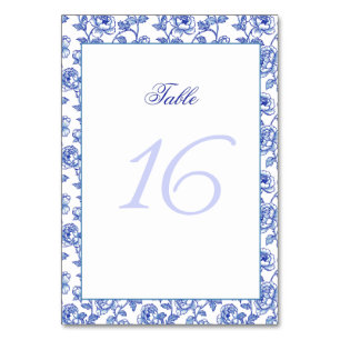 Numéro de table Mariage bleu et blanc