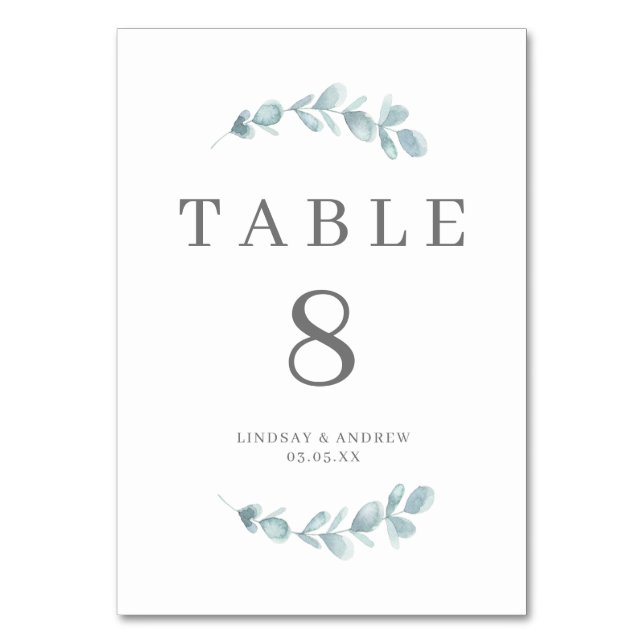 Numéro De Table Mariage bleu Ethereal Eucalyptus (Par défaut)