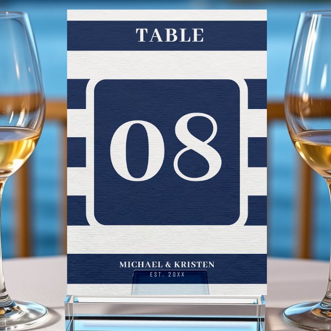 Numéro De Table Mariage Bleu Nautique (Créateur téléchargé)