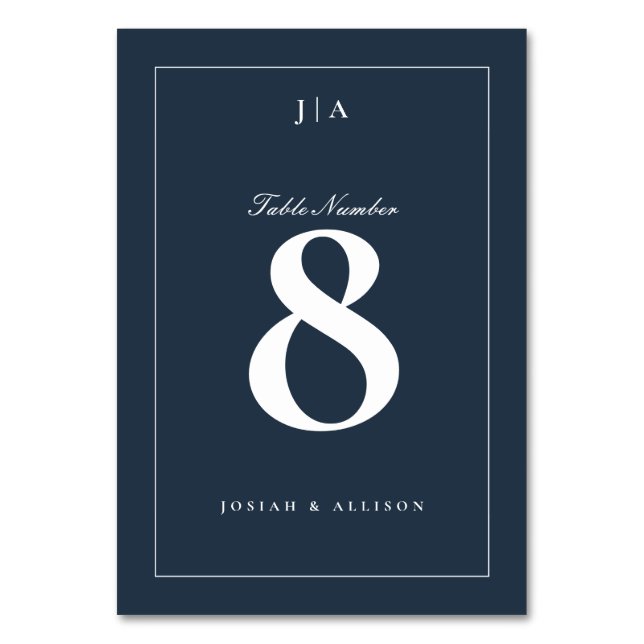 Numéro De Table Mariage Bleu Nuit Classique (Par défaut)