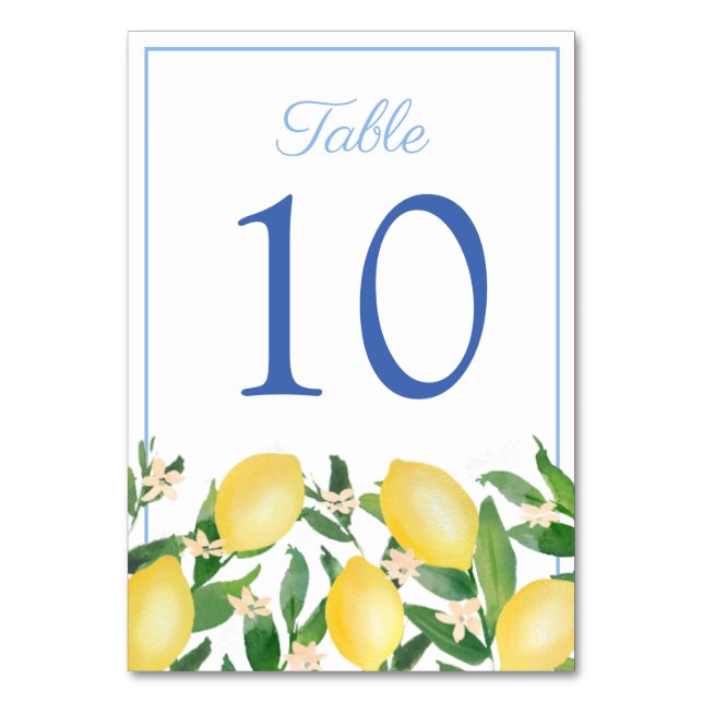 Numéro De Table Mariage bleu poudré Positano Lemons (Par défaut)