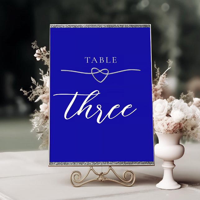 Numéro De Table Mariage bleu royal en argent (Créateur téléchargé)