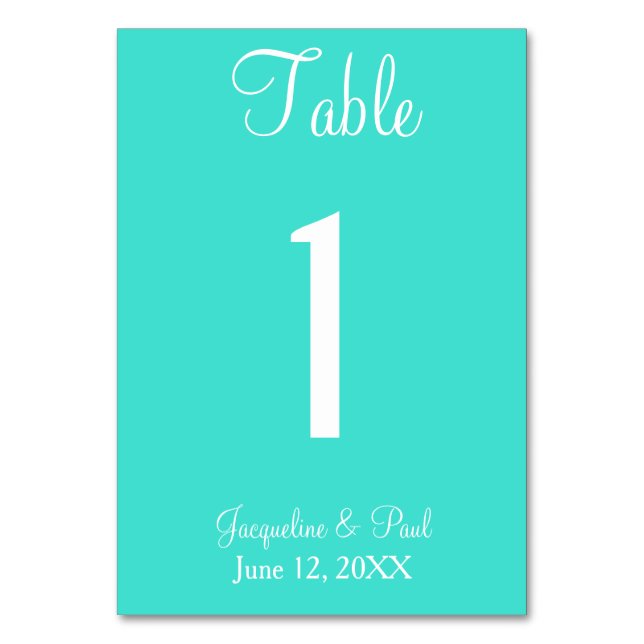 Numéro De Table Mariage bleu turquoise N° de tableau (Par défaut)