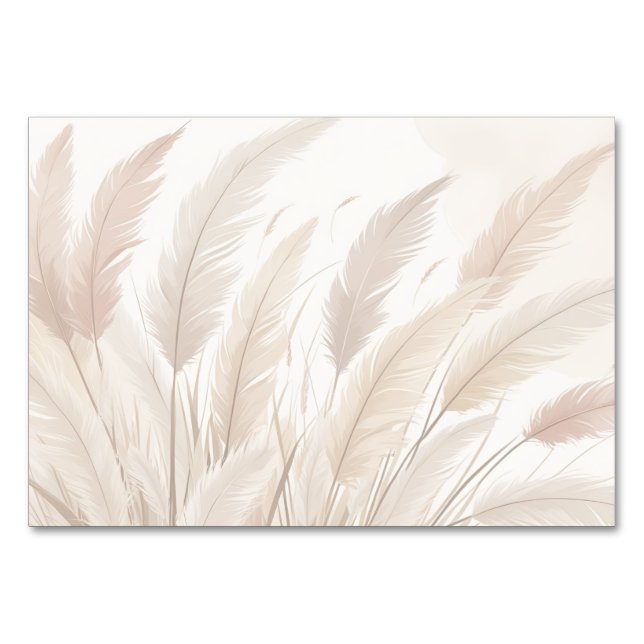 Numéro De Table Mariage Bohème avec Herbe de Pampas Vierge (Devant)