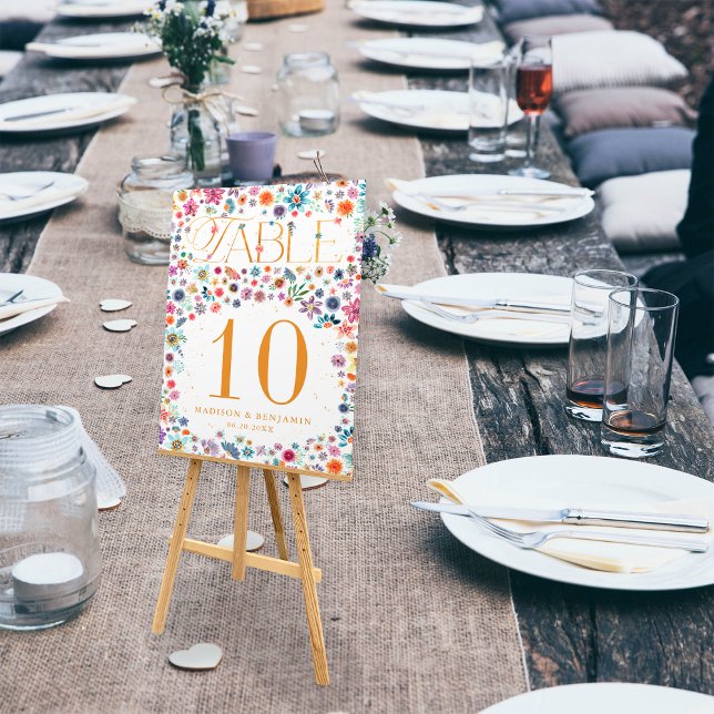 Numéro De Table Mariage Bohème Botanique Fleur Chic aux Fleurs Sau (Créateur téléchargé)
