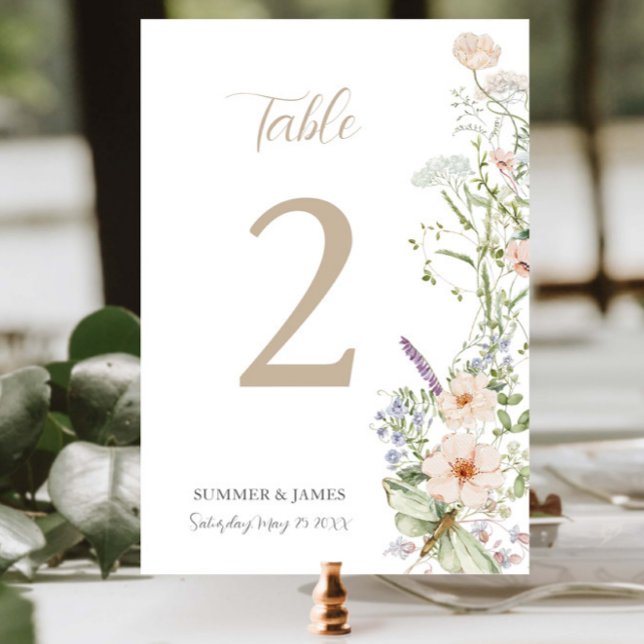 Numéro De Table Mariage Bohème Chic Fleurs de Jardin Pastel (Créateur téléchargé)