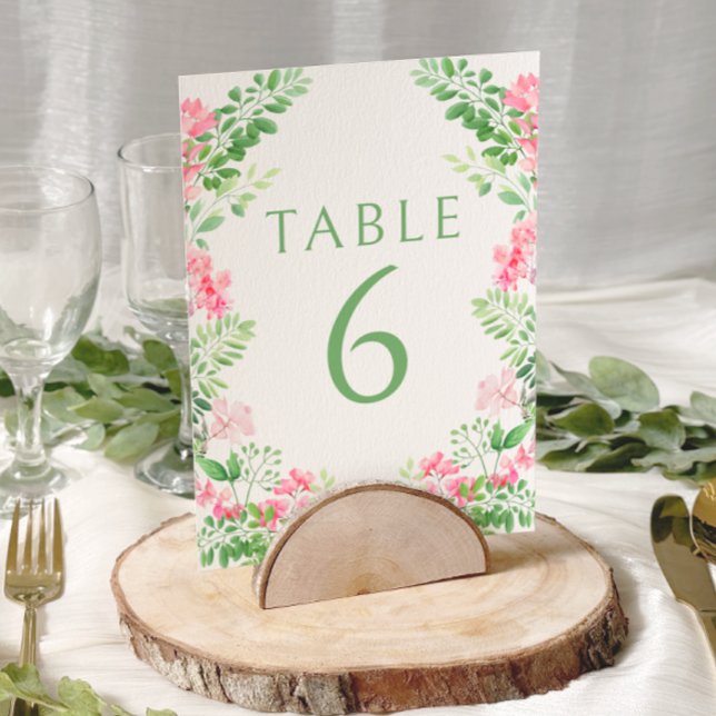 Numéro De Table Mariage bohème élégant rose floral chiffres (Créateur téléchargé)