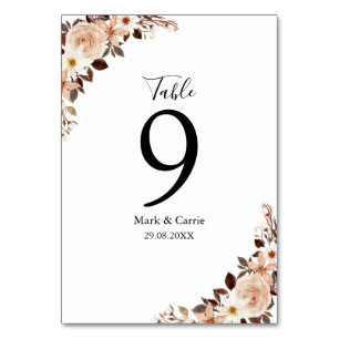 Numéro De Table Mariage Bohème Floral Terracotta