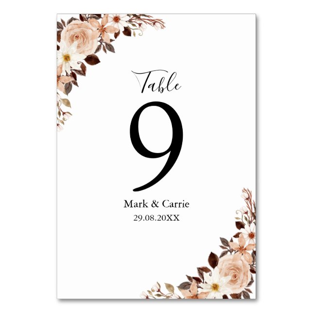 Numéro De Table Mariage Bohème Floral Terracotta (Par défaut)