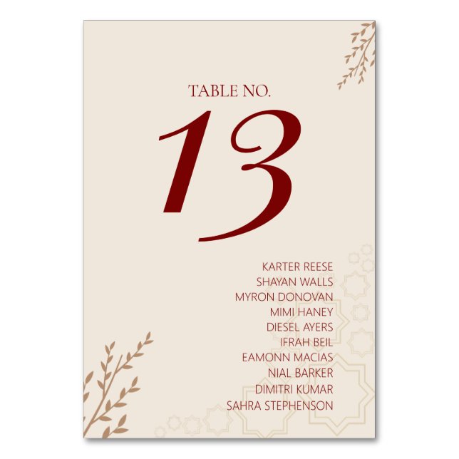 Numéro De Table Mariage Bohème Moderne Terracotta Orange Brûlé (Par défaut)