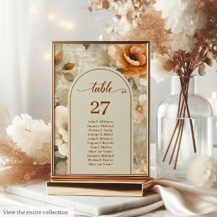 Numéro De Table Mariage Bohème Rustique Terreux Ivoire Sage Floral