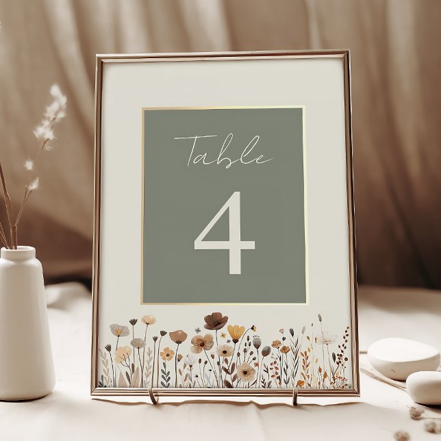 Numéro De Table Mariage Bohème Vert Sauge (Créateur téléchargé)