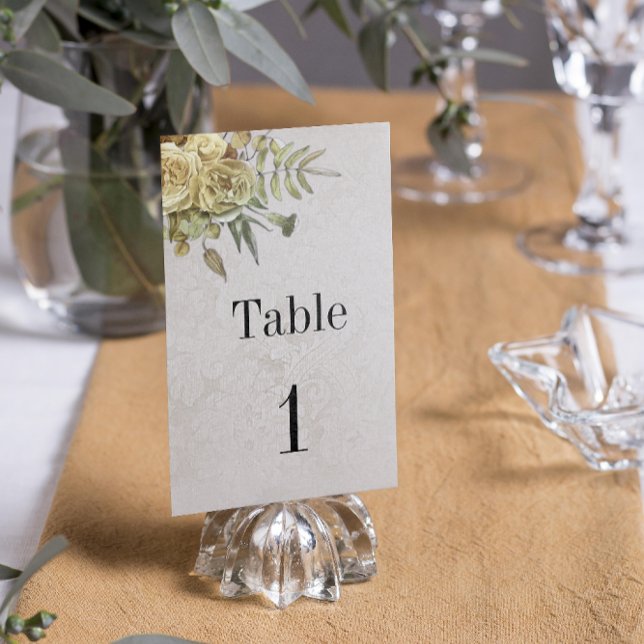 Numéro De Table Mariage Boho Bouquet Rose jaune (Créateur téléchargé)