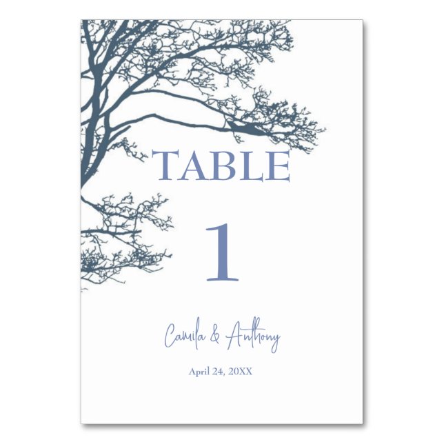 Numéro De Table Mariage Boho d'arbre simple bleu (Par défaut)