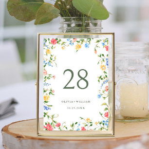 Numéro De Table Mariage Boho du Fleur sauvage Meadow Watercolor