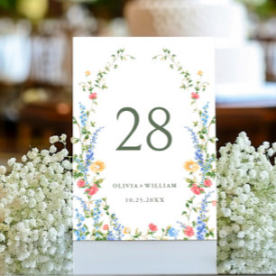 Numéro De Table Mariage Boho du Fleur sauvage Meadow Watercolor
