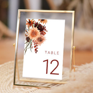 Numéro De Table Mariage Boho en terre cuite : été et automne Flora