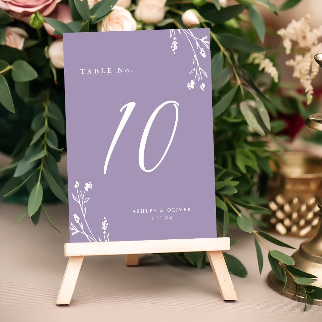Numéro De Table Mariage Boho rustique Elegant Lavender Fleurs sauv (Créateur téléchargé)