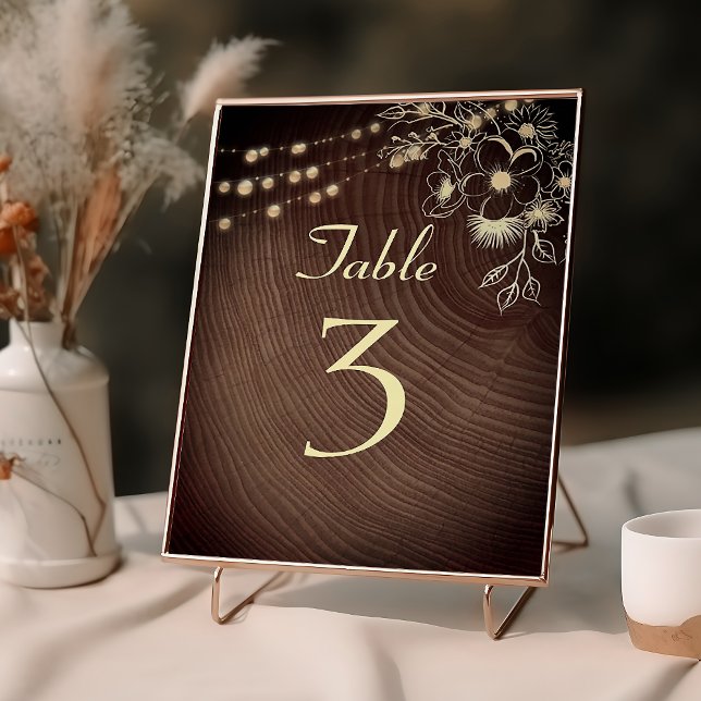 Numéro De Table Mariage Bois Rustique et Lumières Guinguette (Créateur téléchargé)