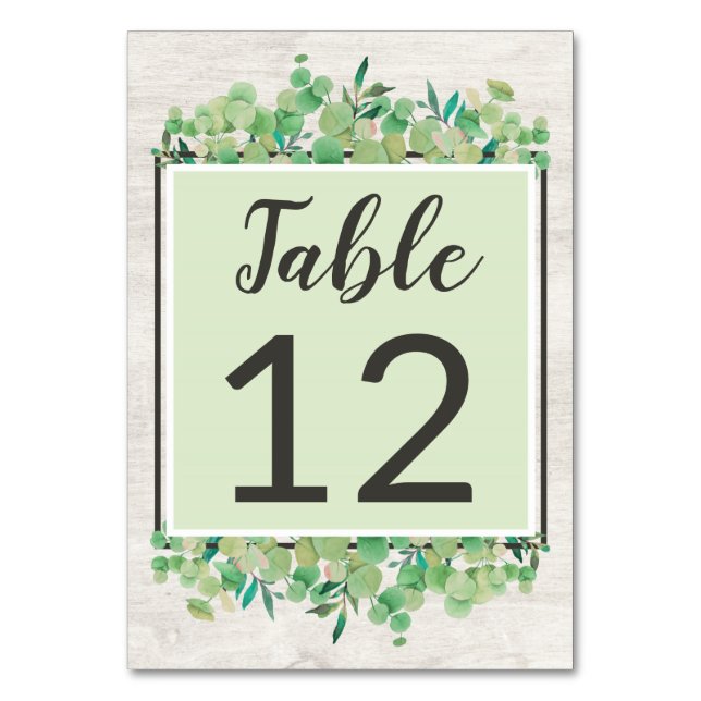 Numéro De Table Mariage botanique au bois rustique et à la feuille (Par défaut)