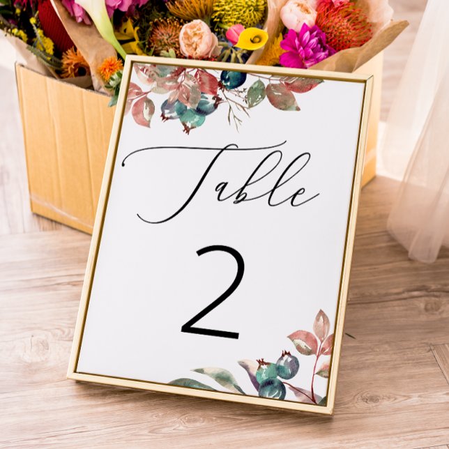 Numéro De Table Mariage Botanique | Baies et Feuilles d'Automne de (Créateur téléchargé)