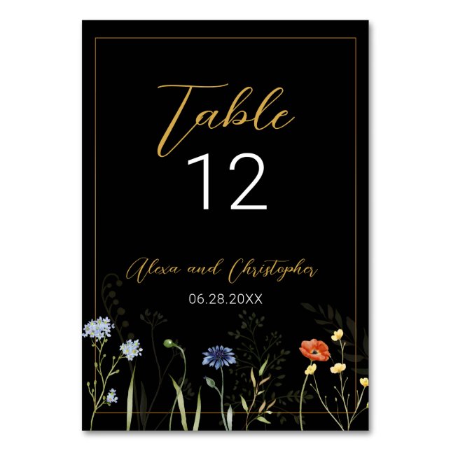 Numéro De Table Mariage Botanique Bohème Fleur Sauvage Maussade (Par défaut)