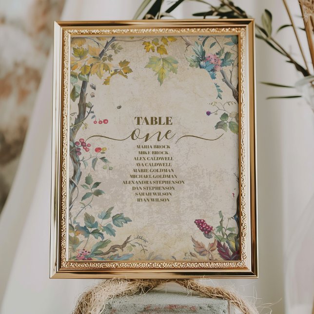 Numéro De Table Mariage botanique de fleurs sauvages bohème d'auto (Créateur téléchargé)