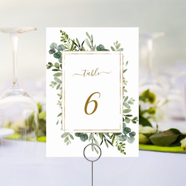 Numéro De Table Mariage Botanique Gold Greenery (Créateur téléchargé)