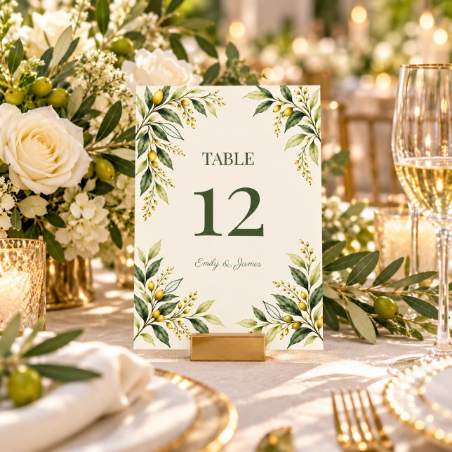 Numéro De Table Mariage botanique moderne vert Citron (Créateur téléchargé)