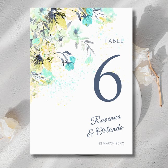 Numéro De Table Mariage botanique romantique aux fleurs sauvages p (Créateur téléchargé)