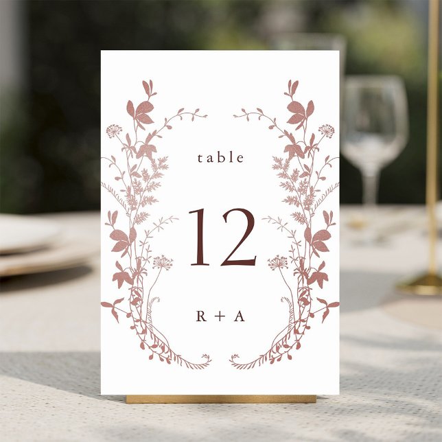 Numéro De Table Mariage Botanique Rose Poussiéreuse Romantique (Créateur téléchargé)