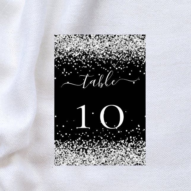 Numéro De Table Mariage brillant parties scintillant argent noir (Créateur téléchargé)