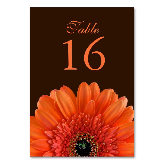 Numéro De Table Mariage Brown Orange Gerbera Daisy (Par défaut)