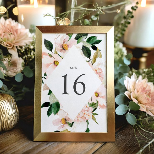 Numéro De Table Mariage Cadre Floral Teinté de Printemps (Créateur téléchargé)