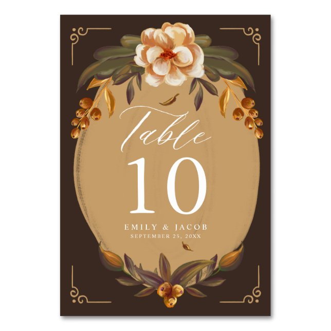 Numéro De Table Mariage Cadre Floral Vintage (Par défaut)