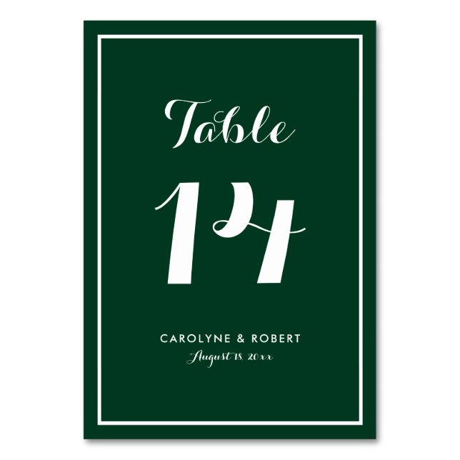 Numéro De Table Mariage Calligraphie Moderne Vert Forêt (Par défaut)