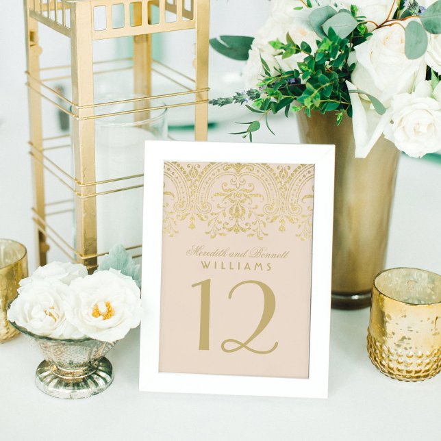 Numéro De Table Mariage Cameo Gold Vintage Glamour (Créateur téléchargé)