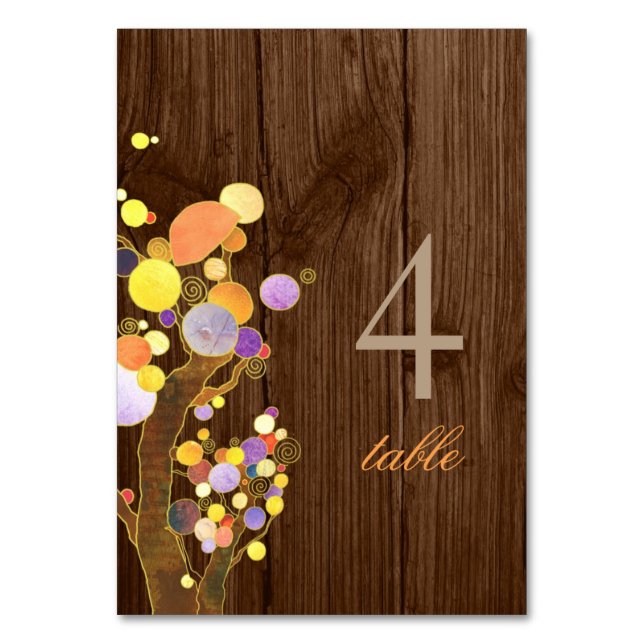 Numéro De Table Mariage campagnard Brown d'arbre à grains de bois  (Par défaut)