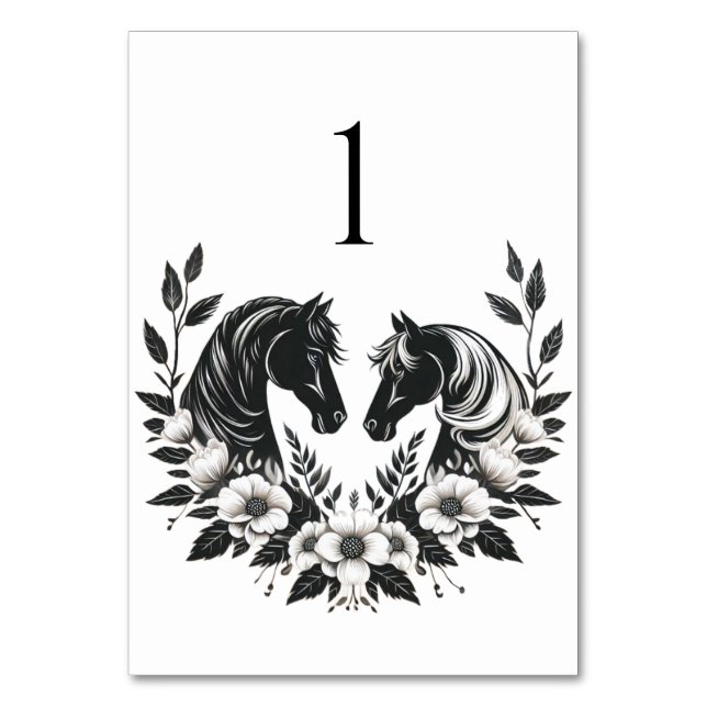 Numéro De Table Mariage campagnard-Chevaux et fleurs (Par défaut)