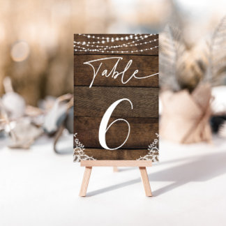 Numéro De Table Mariage campagnard en bois rustique et dentelle Nu