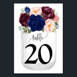 Numéro De Table Mariage campagnard Mason Jar de fleurs de marine<br><div class="desc">Mason Jar avec aquarelle marine design floral. Style boho romantique chic. Vous devez créer chaque numéro de table séparément. 1. Ajoutez le numéro de table à la conception. 2. Ajoutez à votre panier. 3. Répétez pour chaque numéro de table dont vous avez besoin. Pour les modifications supplémentaires (couleur de police,...</div>