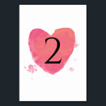 Numéro De Table Mariage cardiaque rustique aquarelle<br><div class="desc">Ce design présente un coeur aquarellé rustique. La typographie noire et le coeur rouge/orange se contrastent. Le coeur peint à la main présente des éclaboussures de peinture aquarelle qui incarnent la passion. Un design simple et romantique avec une touche rustique. Ce design est idéal pour n'importe quel thème mariage. Le...</div>