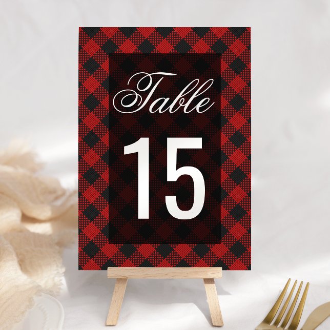 Numéro De Table Mariage carreaux rouge moderne de Buffalo (Créateur téléchargé)