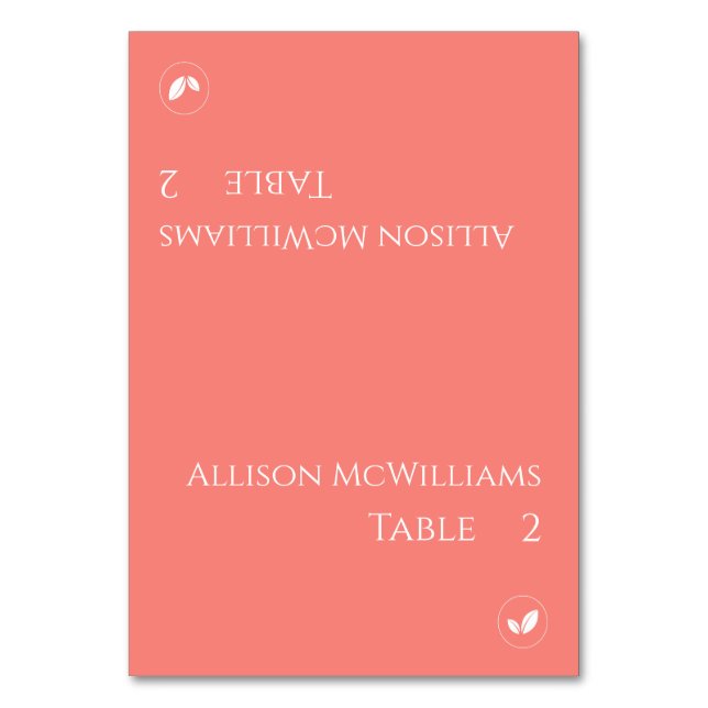 Numéro De Table Mariage Cartes-Végétarien-Corail Rose- (Par défaut)