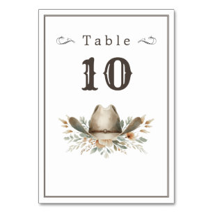 Numéro De Table Mariage casquette Wild West cowboy